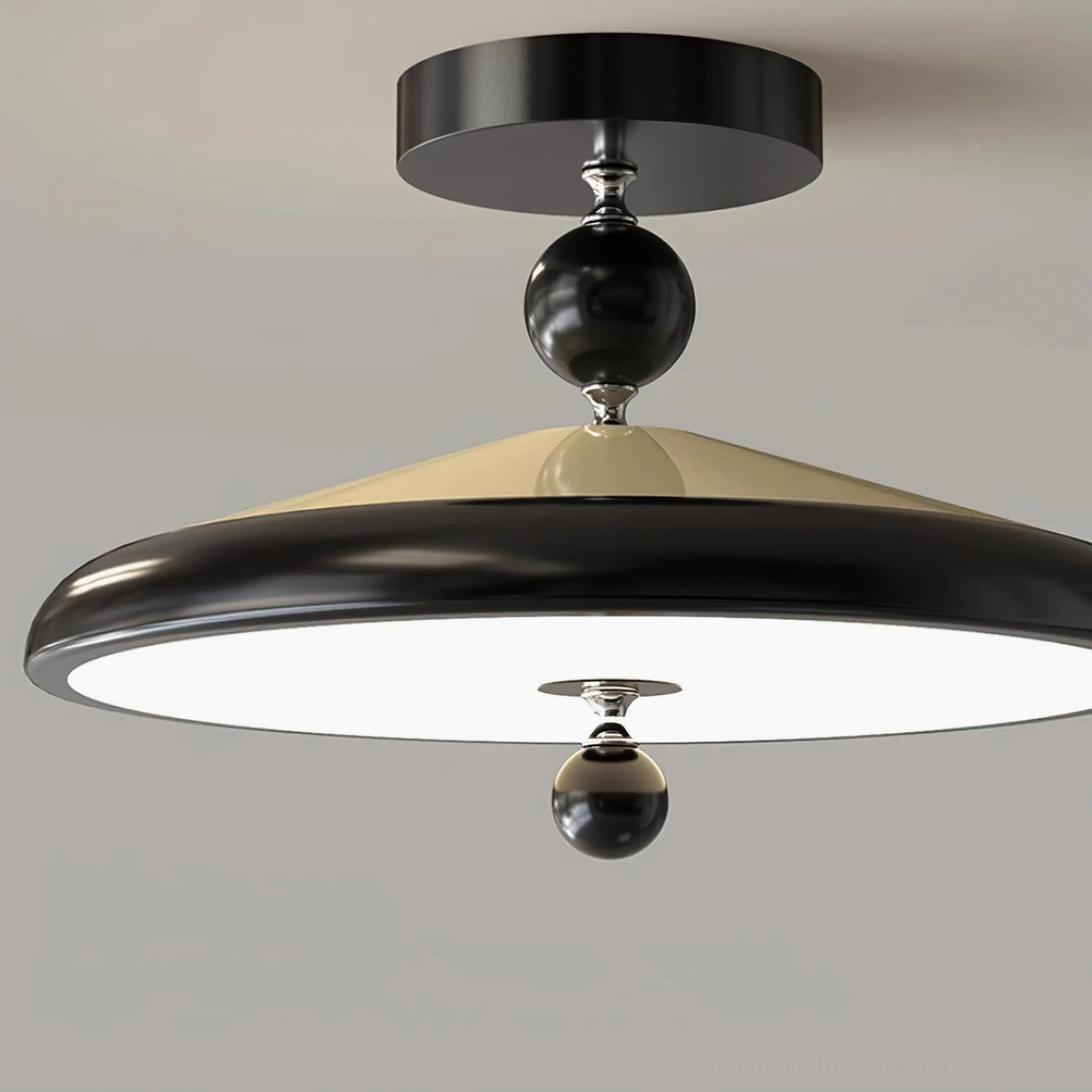Hover ceiling lamp installation guide showing mounting hardware and wiring specifications