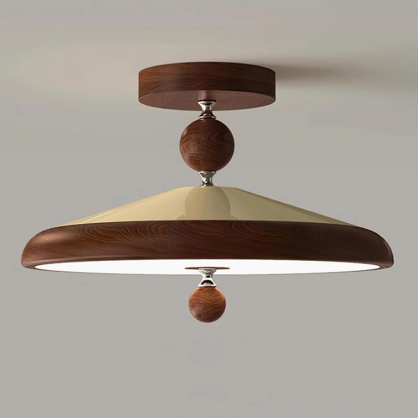Hover modern ceiling light showing conical shade diffuser design, ambient illumination example