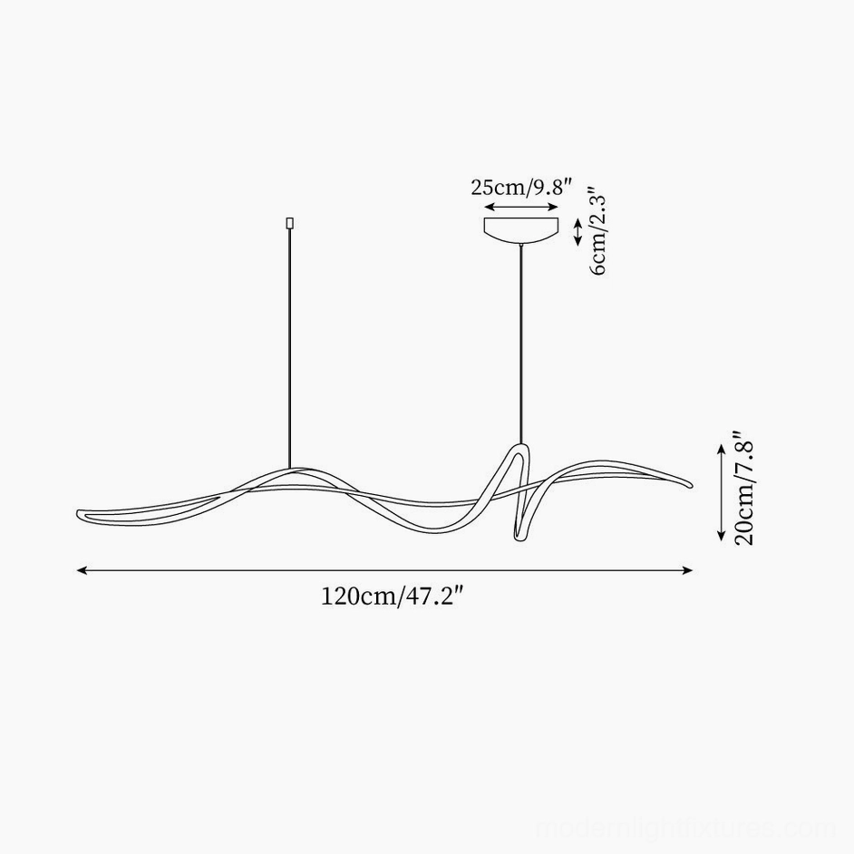 Inari linear chandelier technical drawing orthographic dimension specifications 120cm model