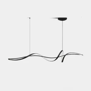 Inari modern linear chandelier matte black aluminum wave design front view product shot