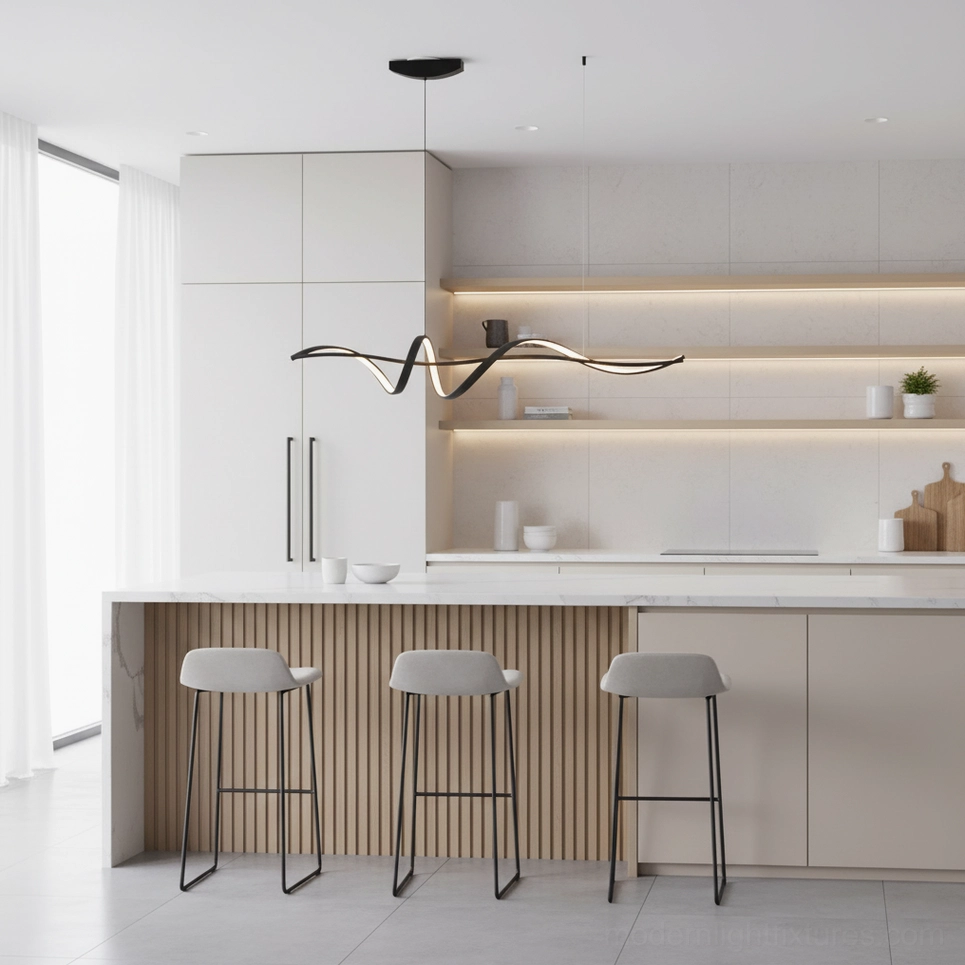 Inari linear geometric chandelier sleek modern design suspended dining illumination