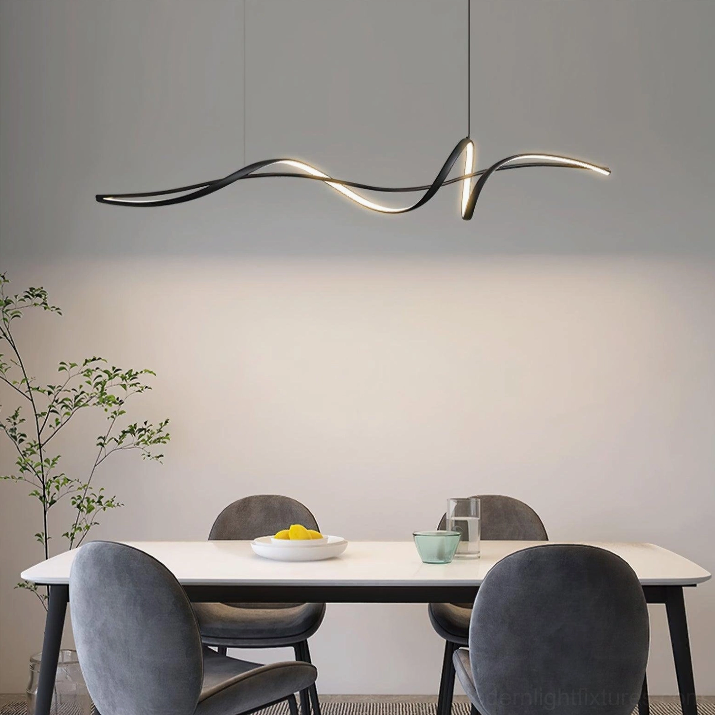 Inari linear geometric pendant lamp modern dining room integrated LED ambient