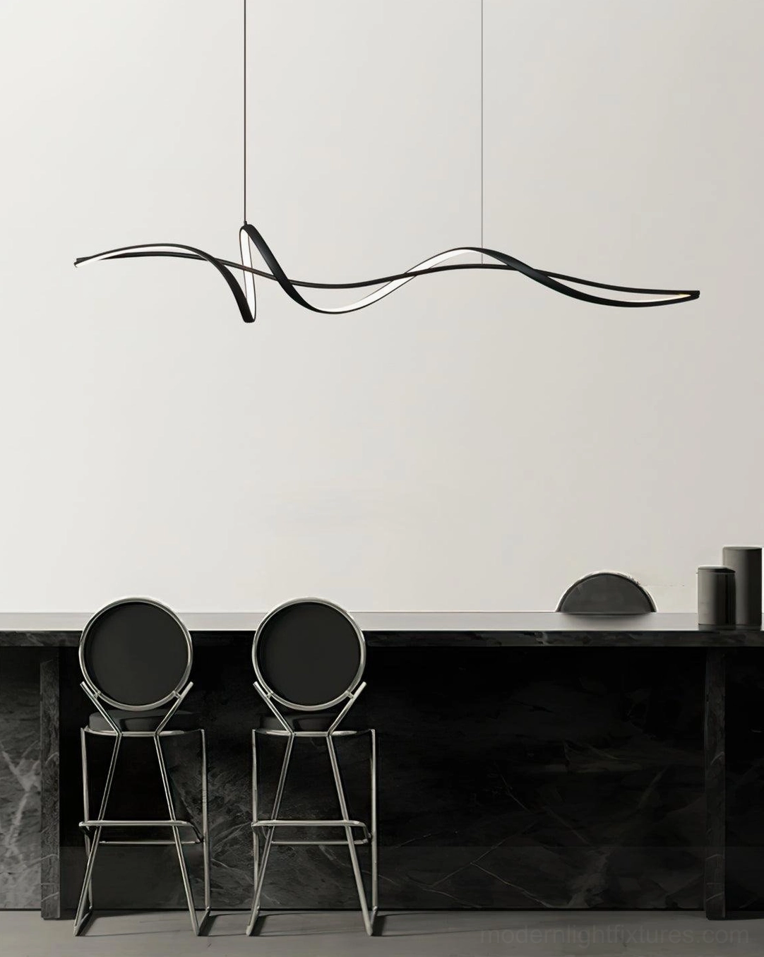 Inari linear geometric pendant lamp modern dining fixture integrated LED illumination
