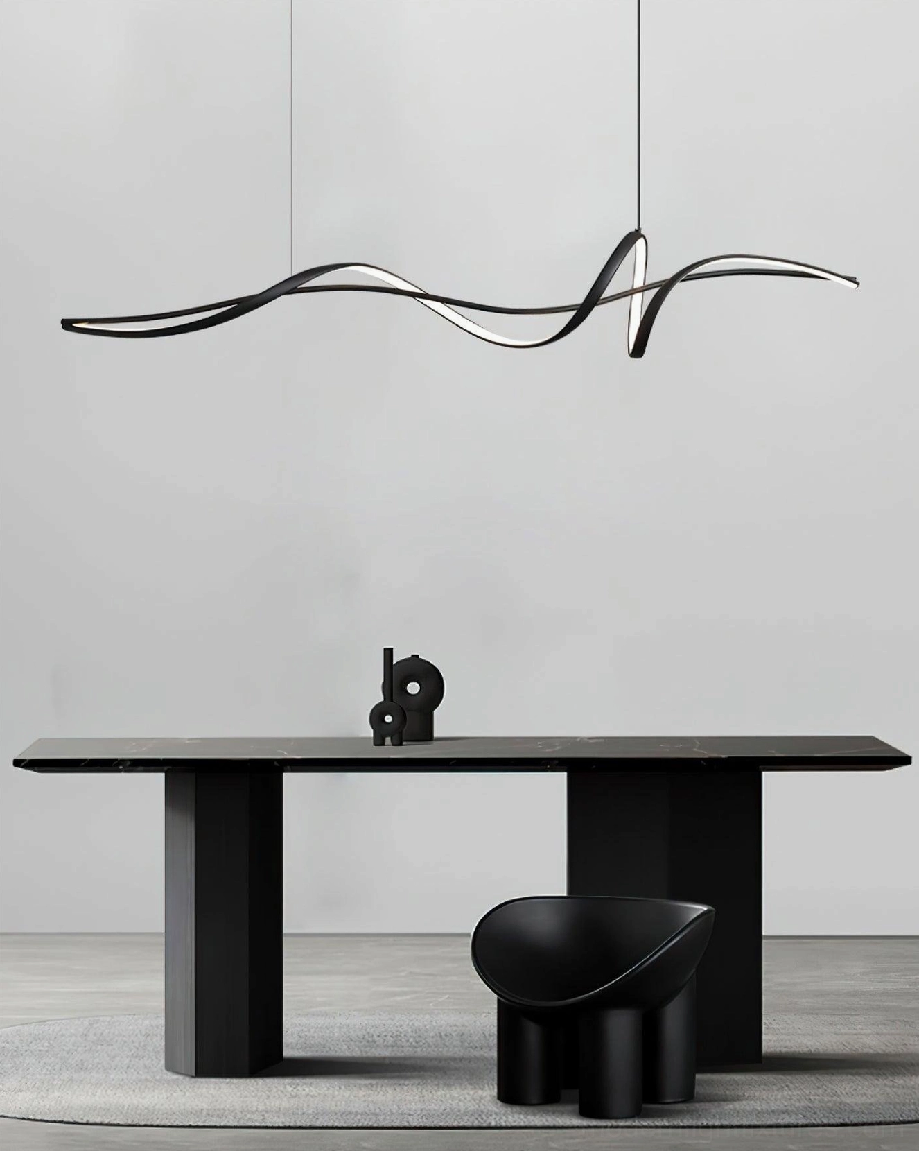Inari linear chandelier geometric wave design contemporary dining room illumination