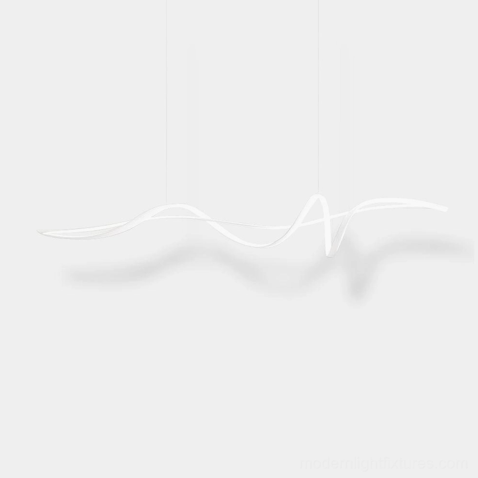 Inari linear pendant chandelier modern geometric wave suspension dining design