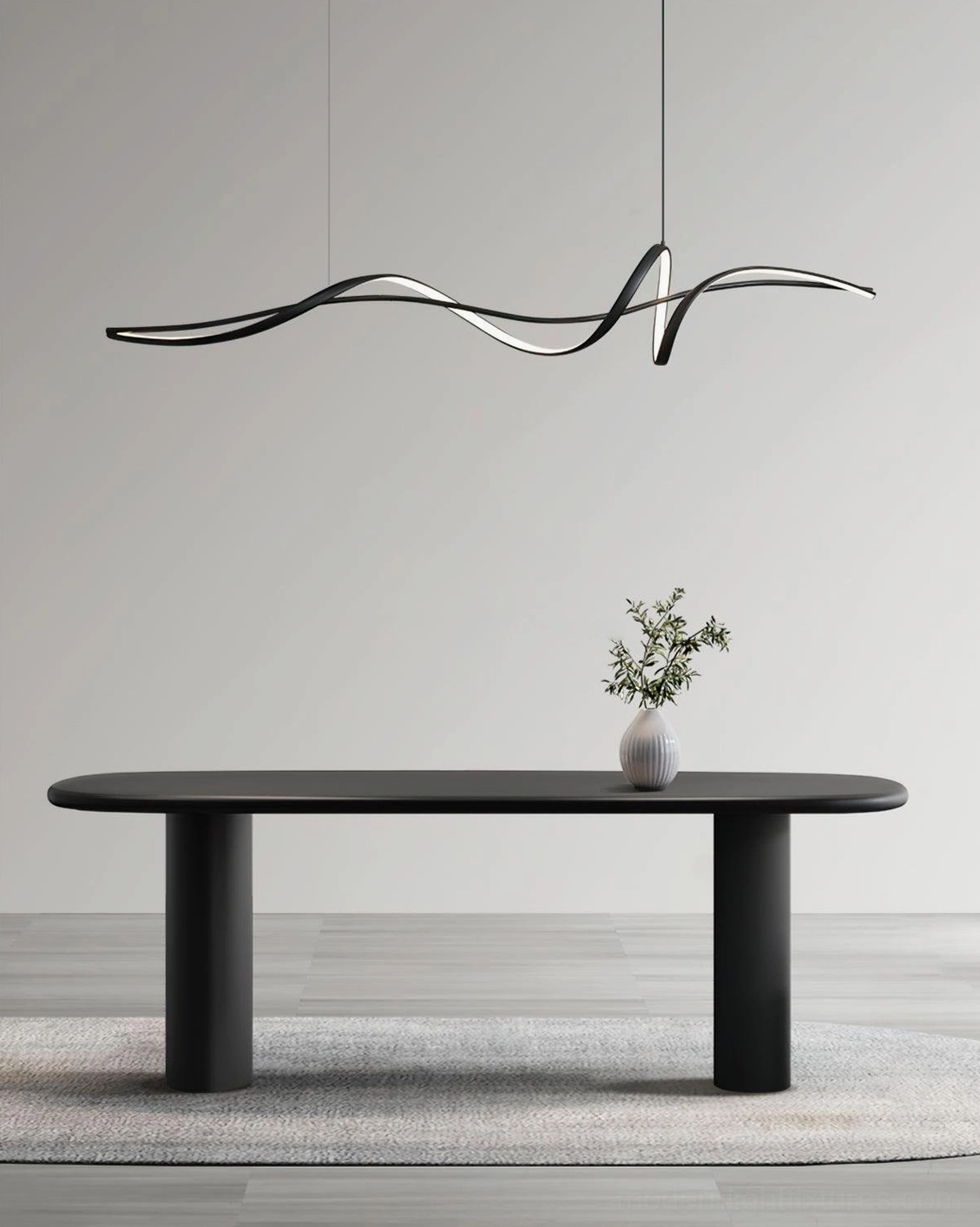 Inari modern linear geometric pendant lamp integrated LED dining table illumination