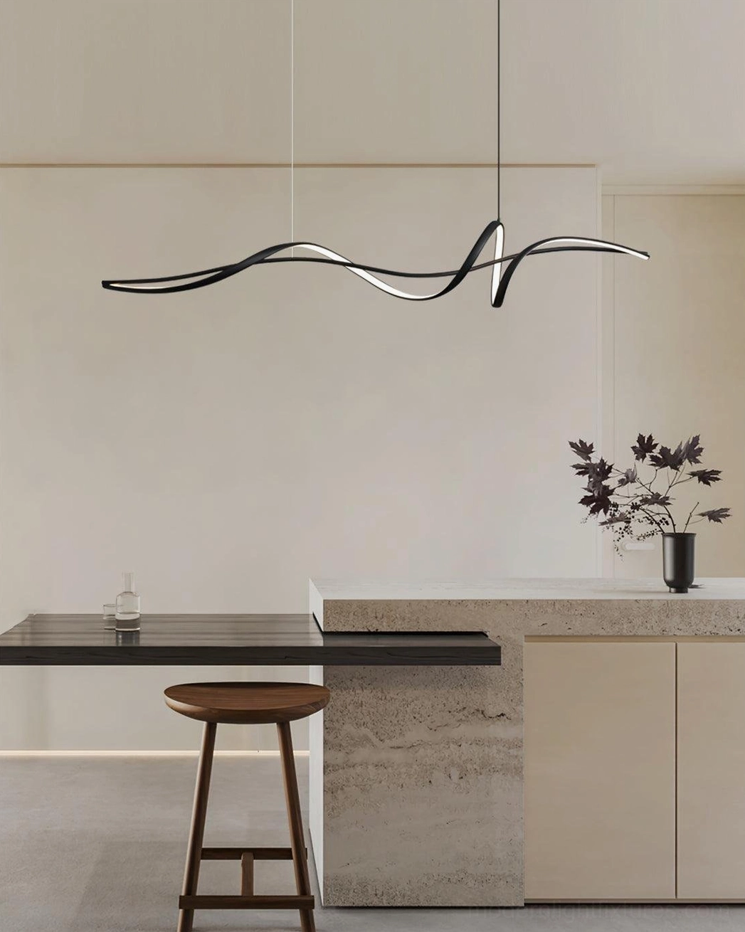 Inari linear chandelier wave design aluminum contemporary dining illumination