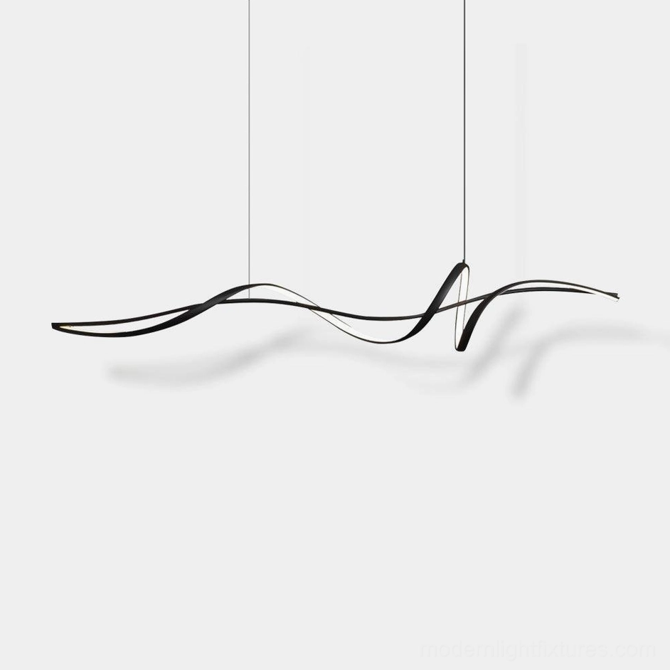 Inari linear pendant chandelier wave form aluminum modern dining ambient design