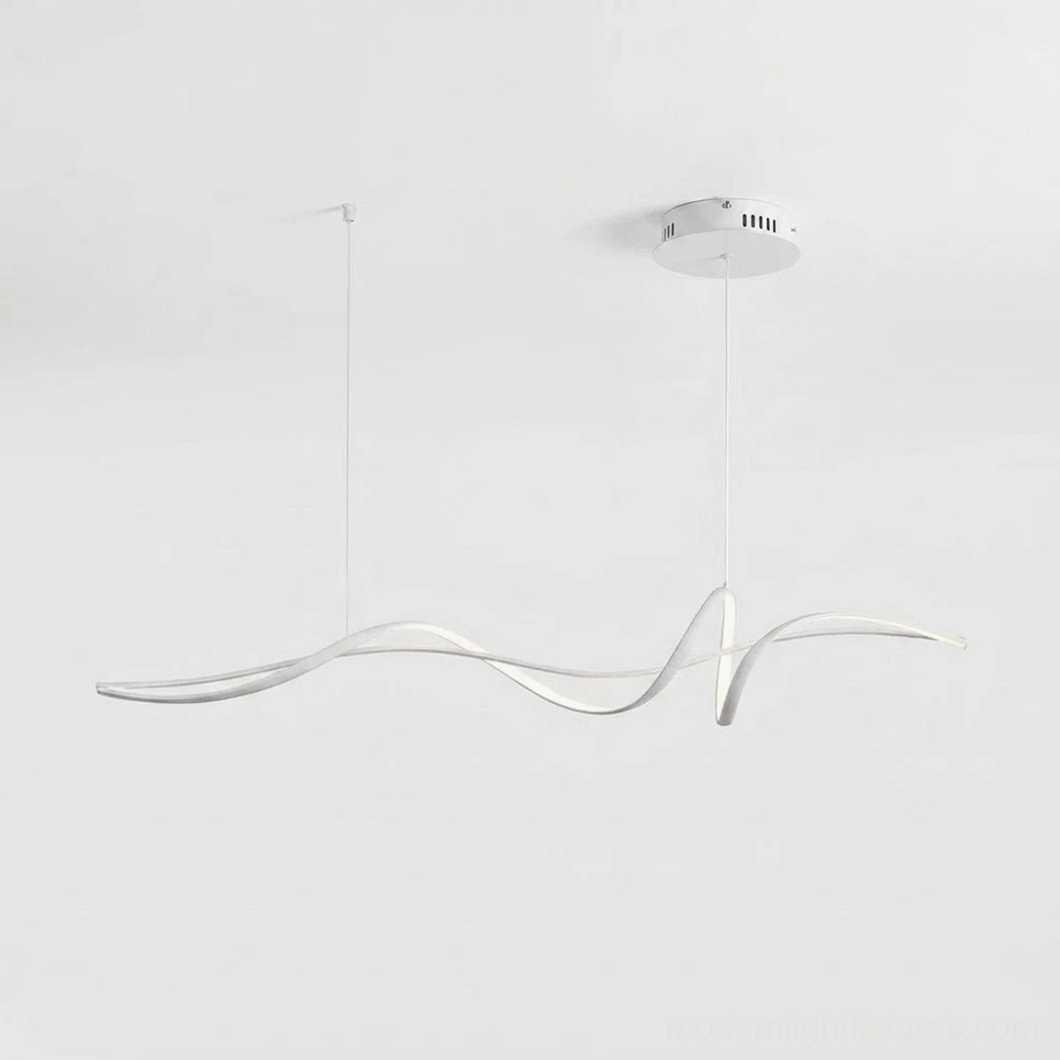 Inari linear chandelier white geometric design modern dining integrated LED light