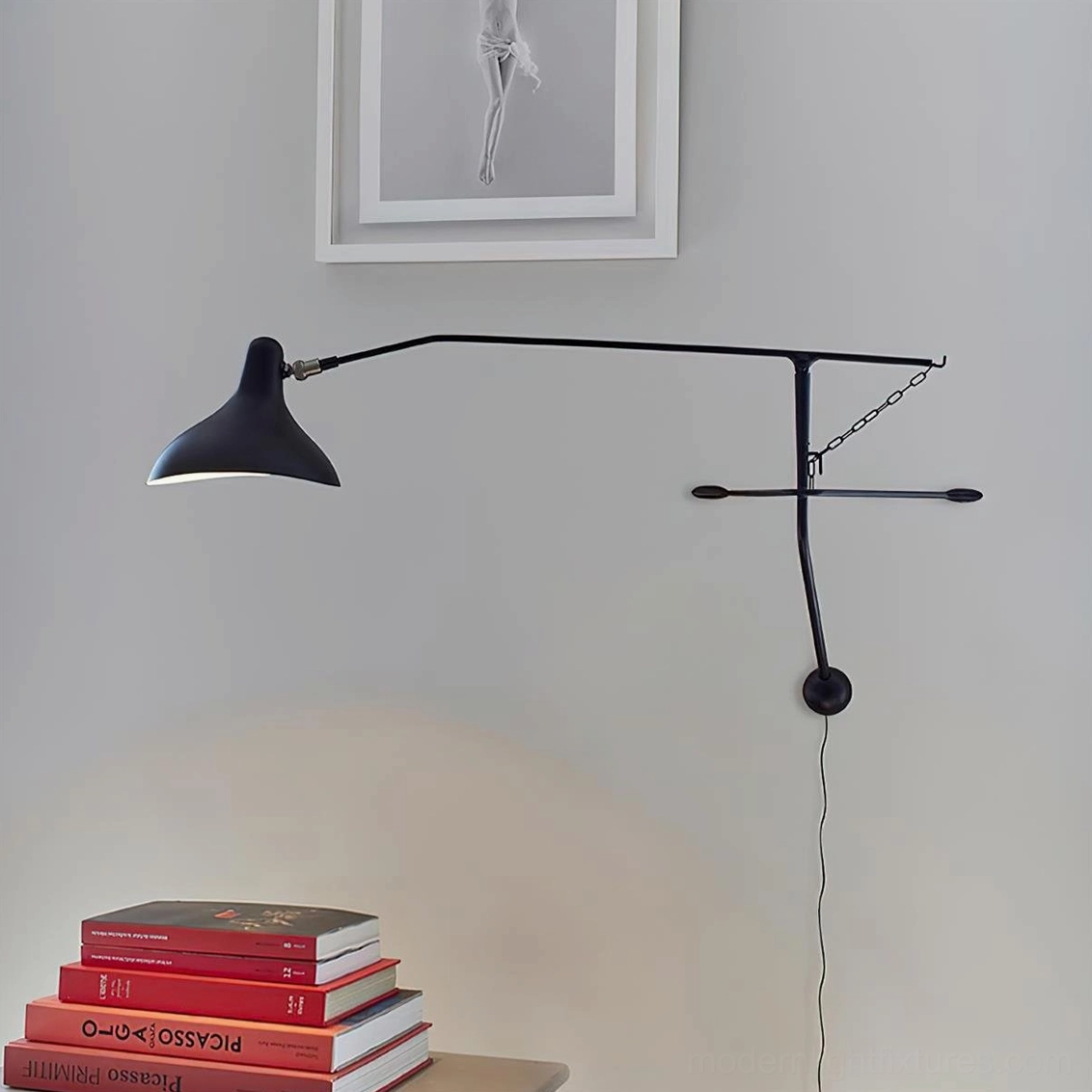 Black swing arm wall lamp industrial modern space lighting solution
