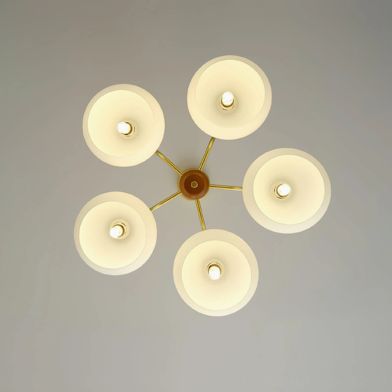 Wooden brass glass pendant chandelier with industrial chic aesthetic and warm ambient lighting