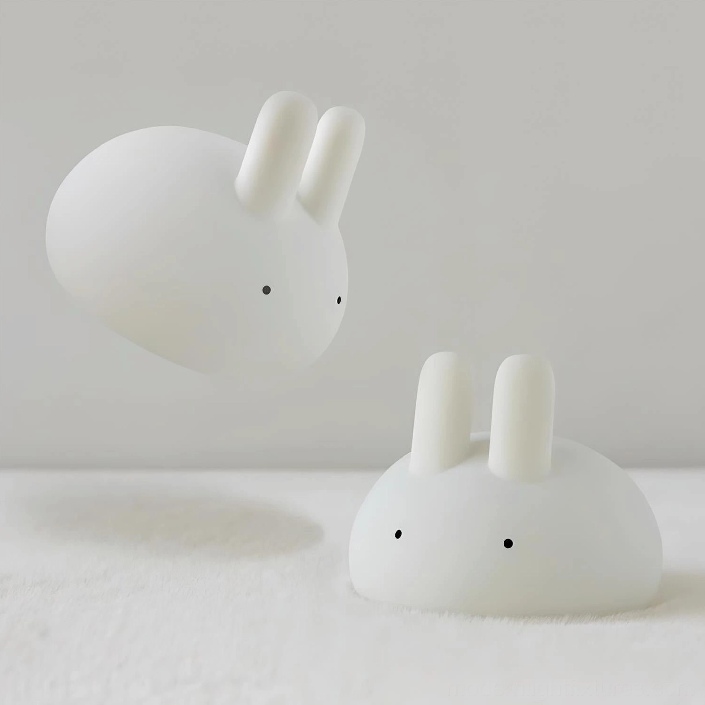 White bunny shaped night light with integrated LED, 50000 hour lifespan lamp