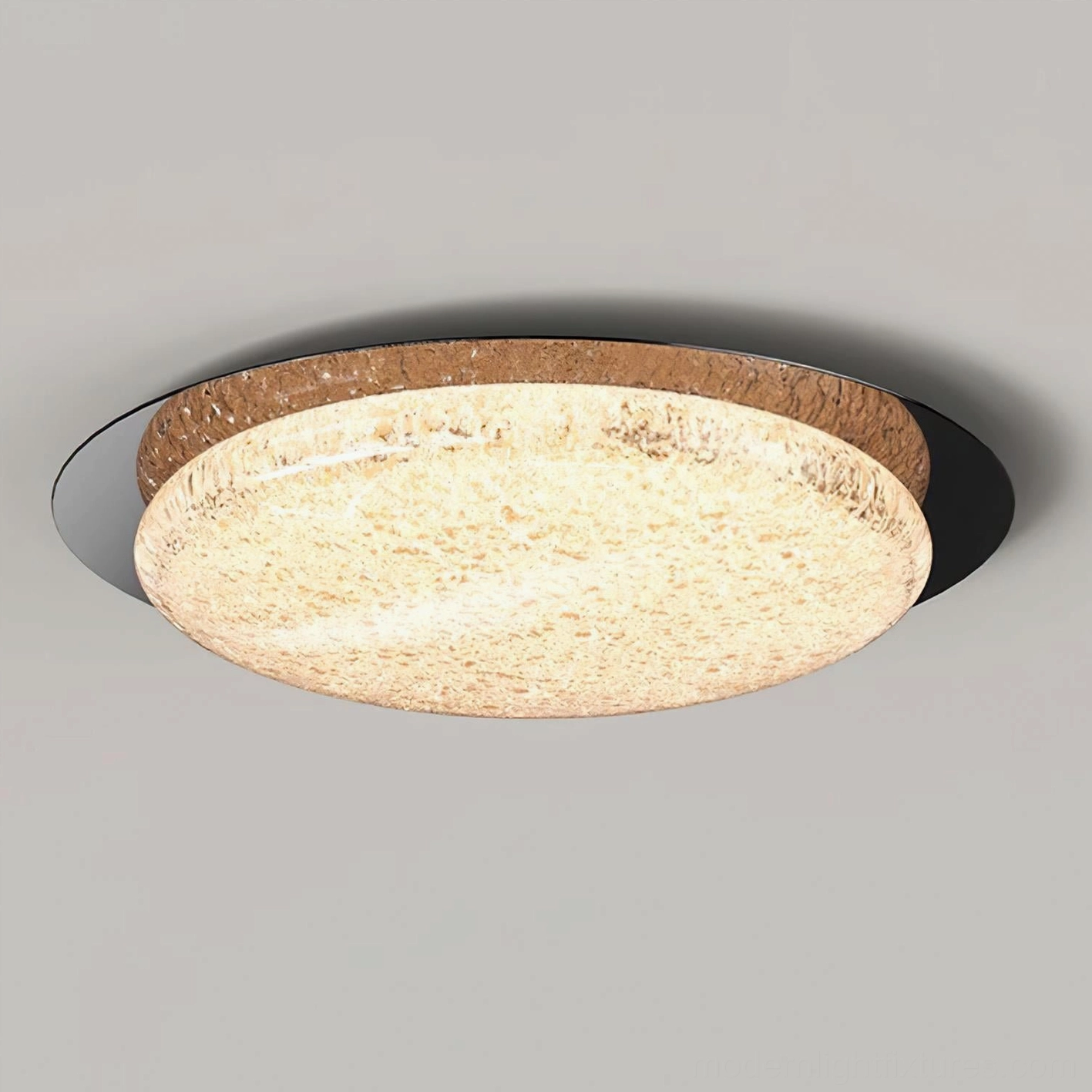 Integrated LED ceiling fixture showing warm ambient light distribution - technical lighting view