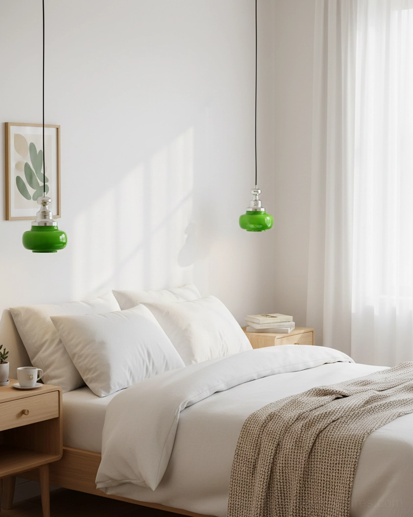 Contemporary jade green pendant light showcasing sculptural design and artistic glass craftsmanship