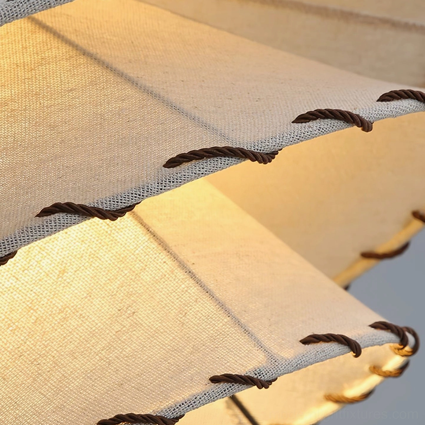 Japandi ruffled pendant light showing distinctive double-layer construction and soft fabric texture details