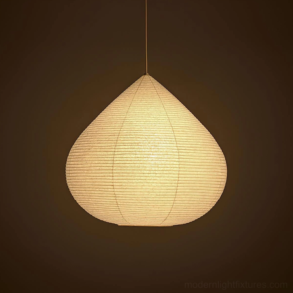 Japanese chestnut pendant lamp creating soft diffused light in contemporary space