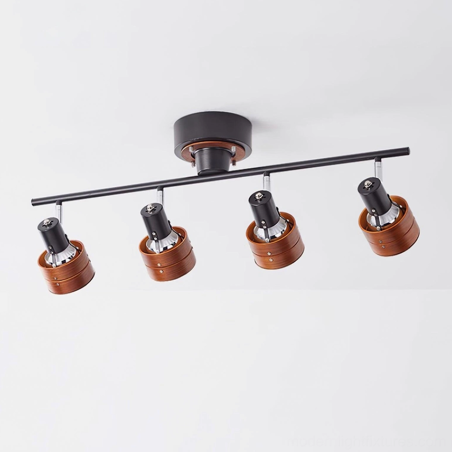 Japanese-inspired track lighting design in contemporary interior with warm ambient and task lighting