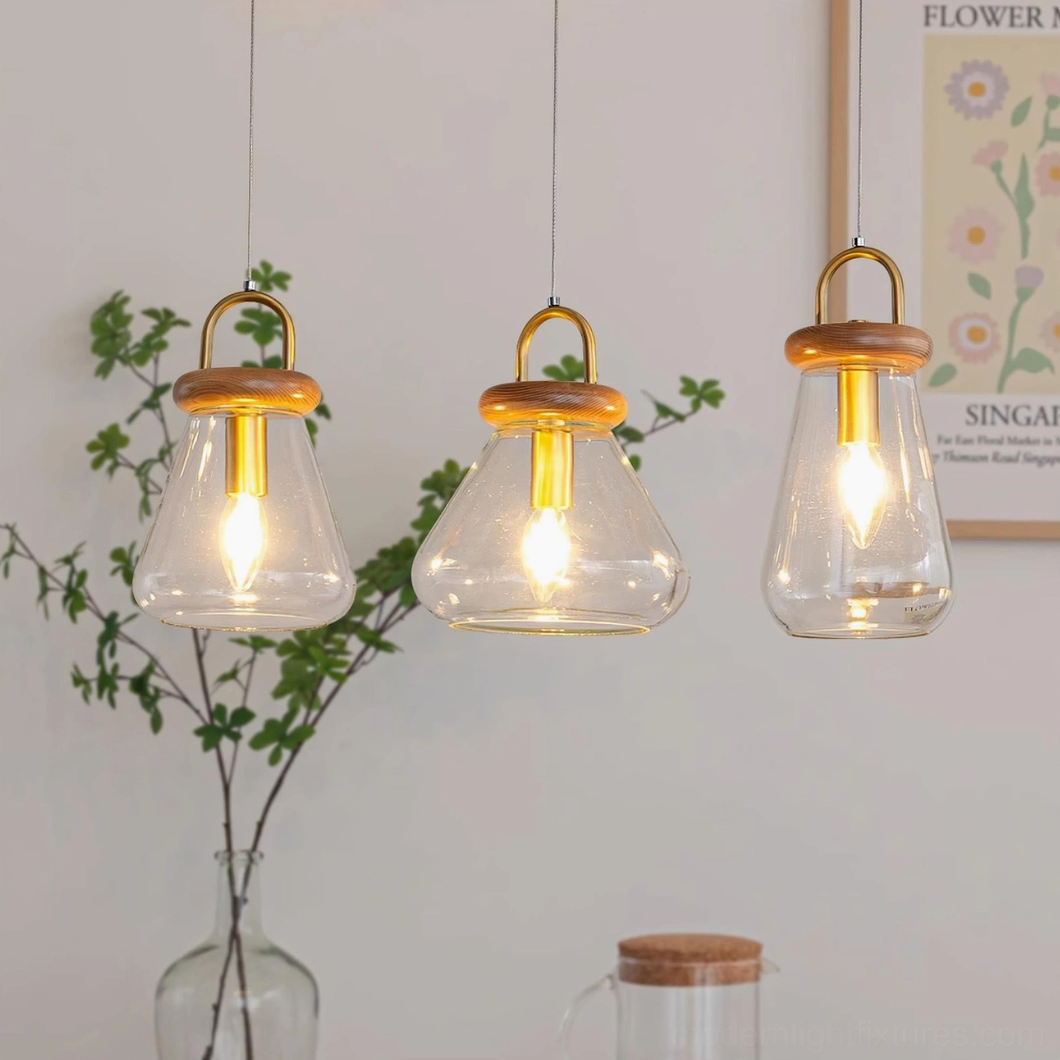 Complete jar pendant light collection showing all three sizes and models for comparison