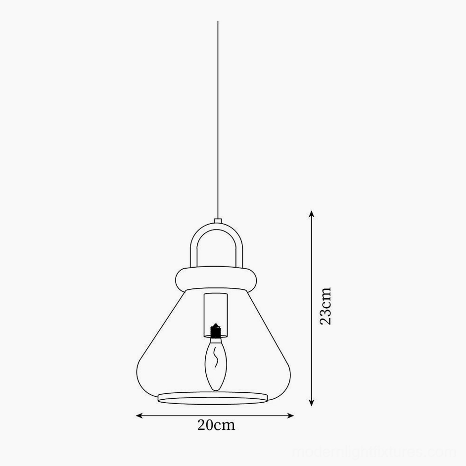 Model C jar pendant technical dimension diagram showing 20cm diameter and 23cm height specifications