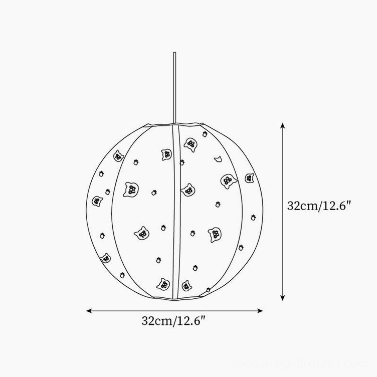 Technical line drawing and orthographic view of Jayne 32cm pendant light, dimensional specifications
