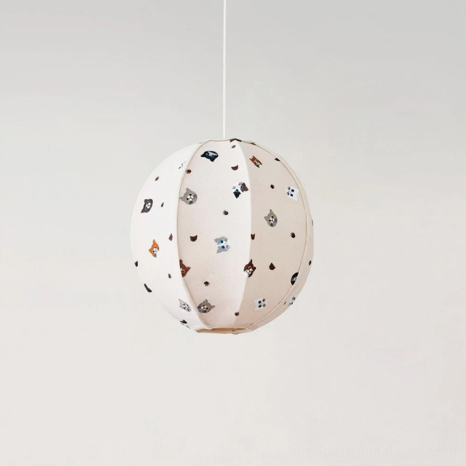 32cm small Jayne cat pendant light with colorful animal prints, perfect for bedrooms and compact spaces