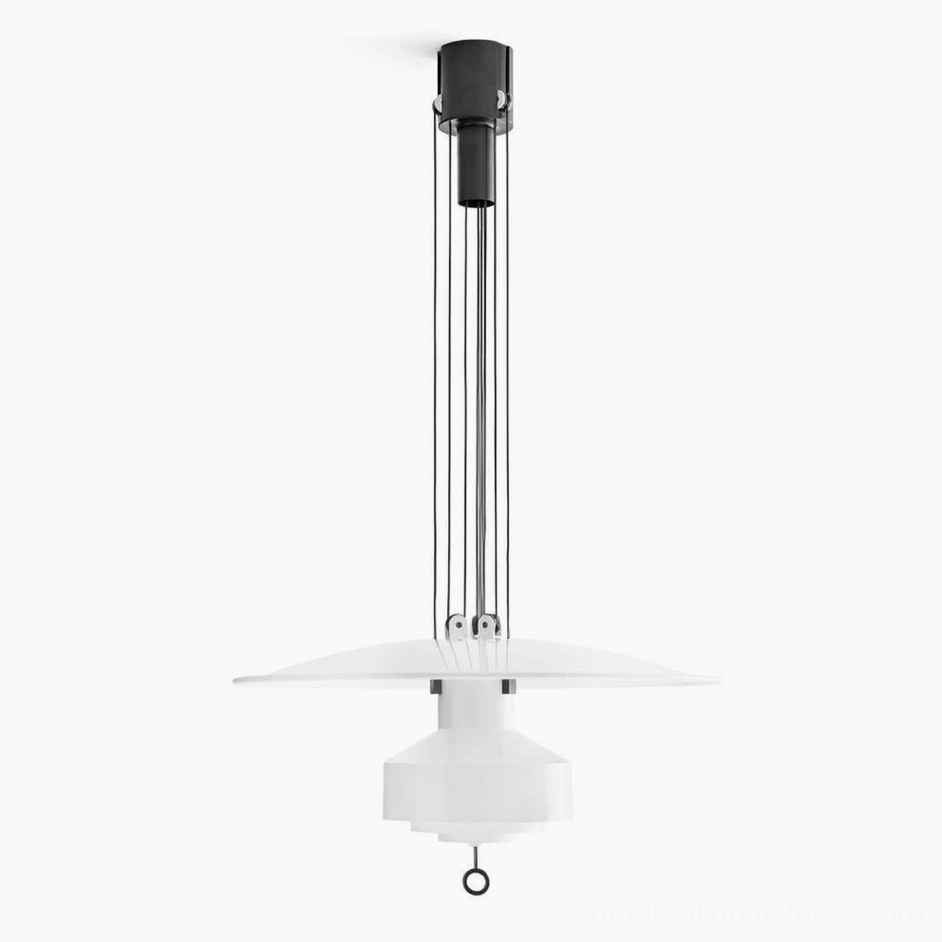 White minimalist adjustable pendant lamp jeka Scandinavian design style