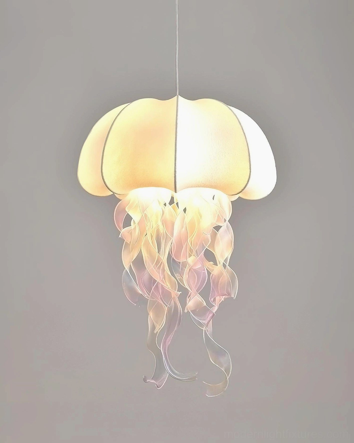 Jellyfish pendant lamp suspended in contemporary interior space showing scale and visual impact