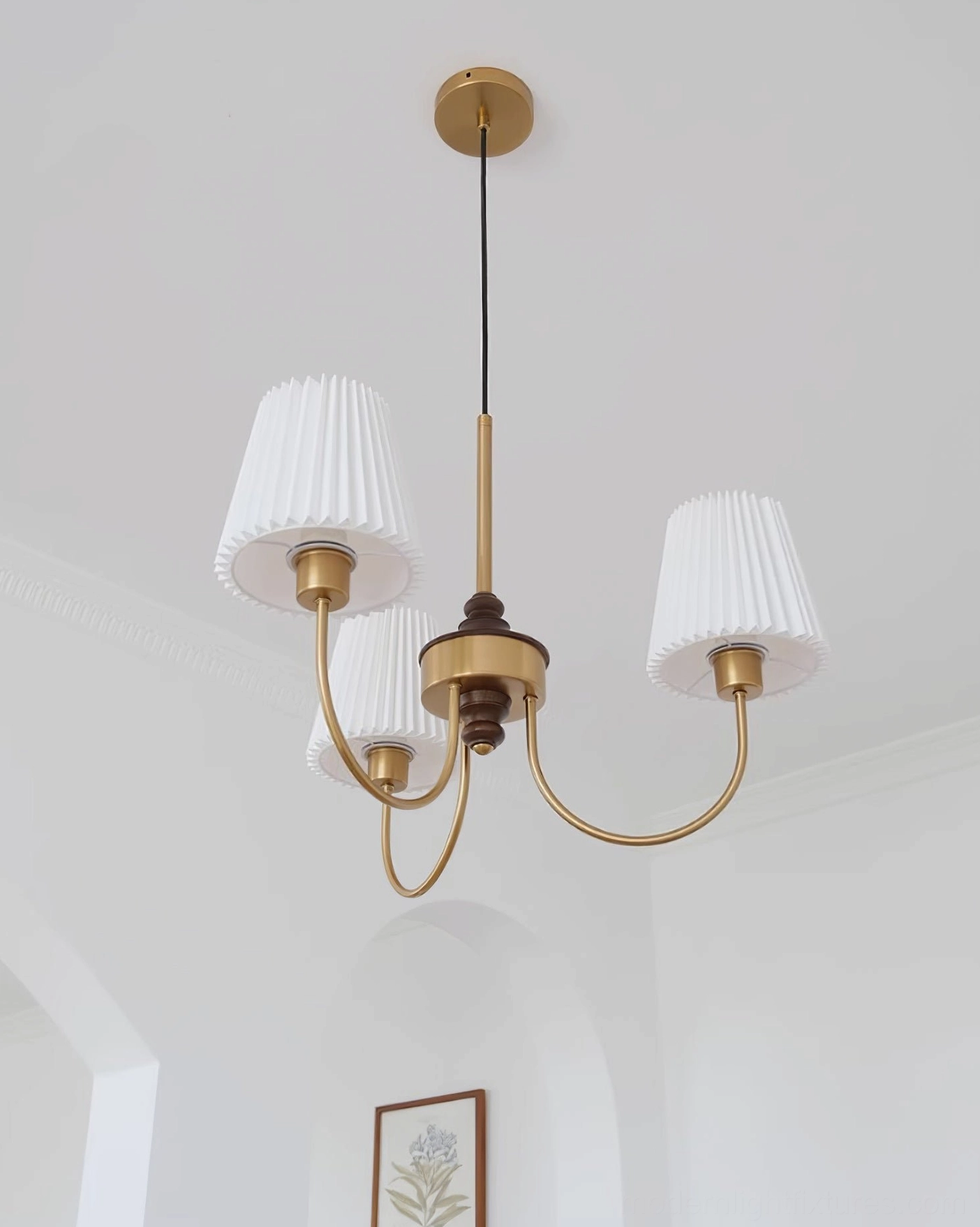 Jeremiah contemporary light fixture combining elegant metal craftsmanship with soft fabric elements