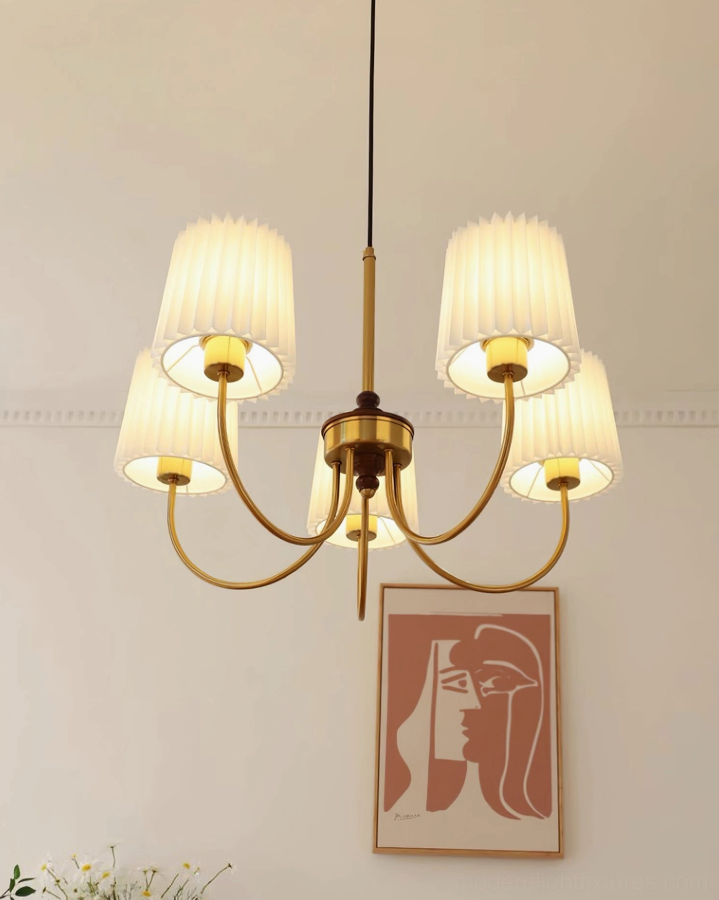 Jeremiah multi-head pendant light creating warm ambient lighting in residential space