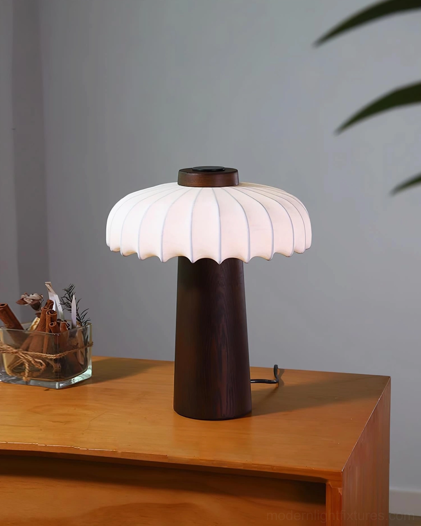 Juego wooden table lamp with 59-inch cord and plug switch ready to install