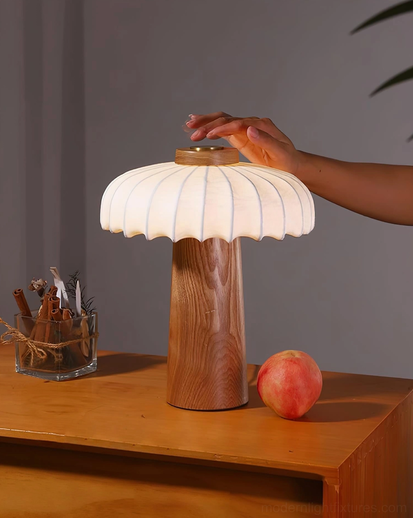 Juego wooden mushroom lamp with warm white 3000K LED color temperature