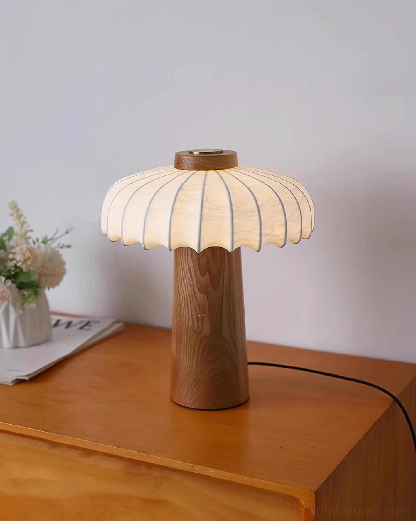 Juego mushroom lamp in white finish modern minimalist home office setting