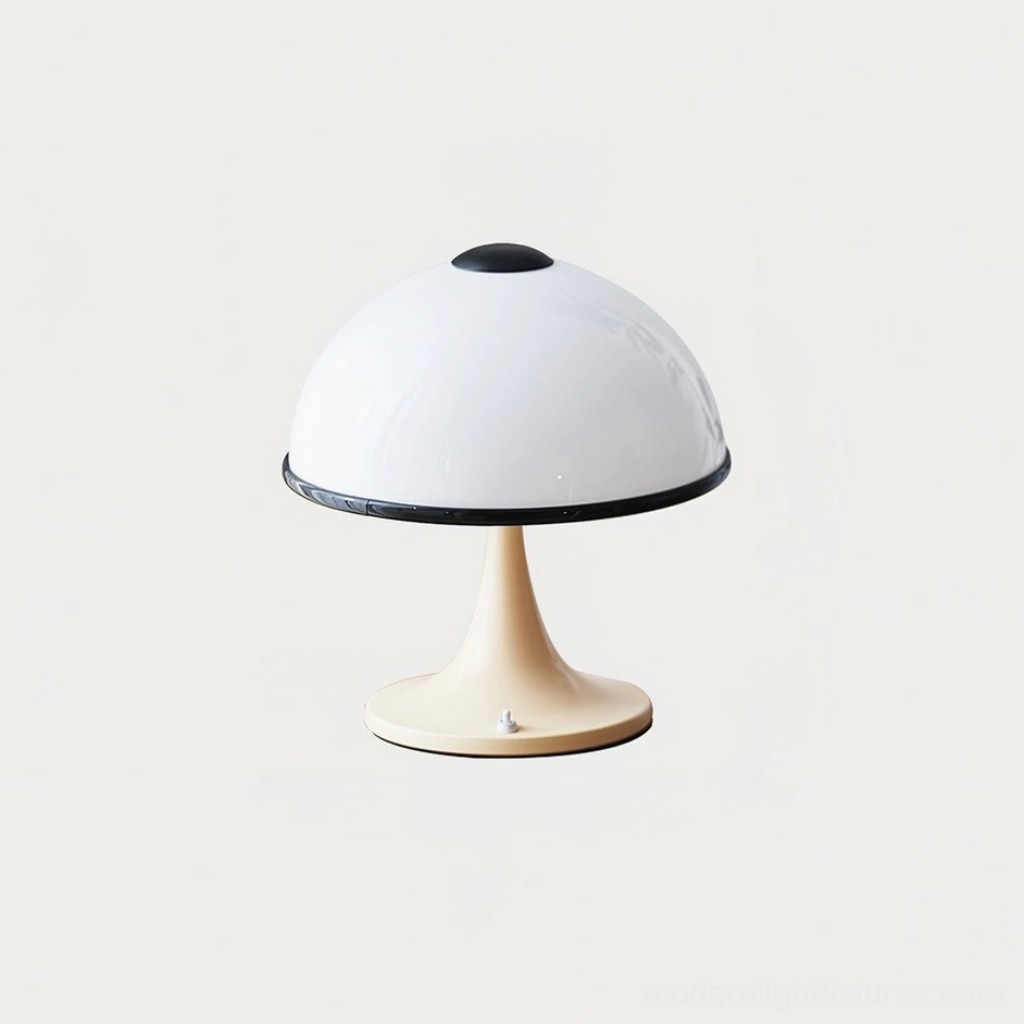 Julie mushroom table lamp black color front angle view iconic mid-century design