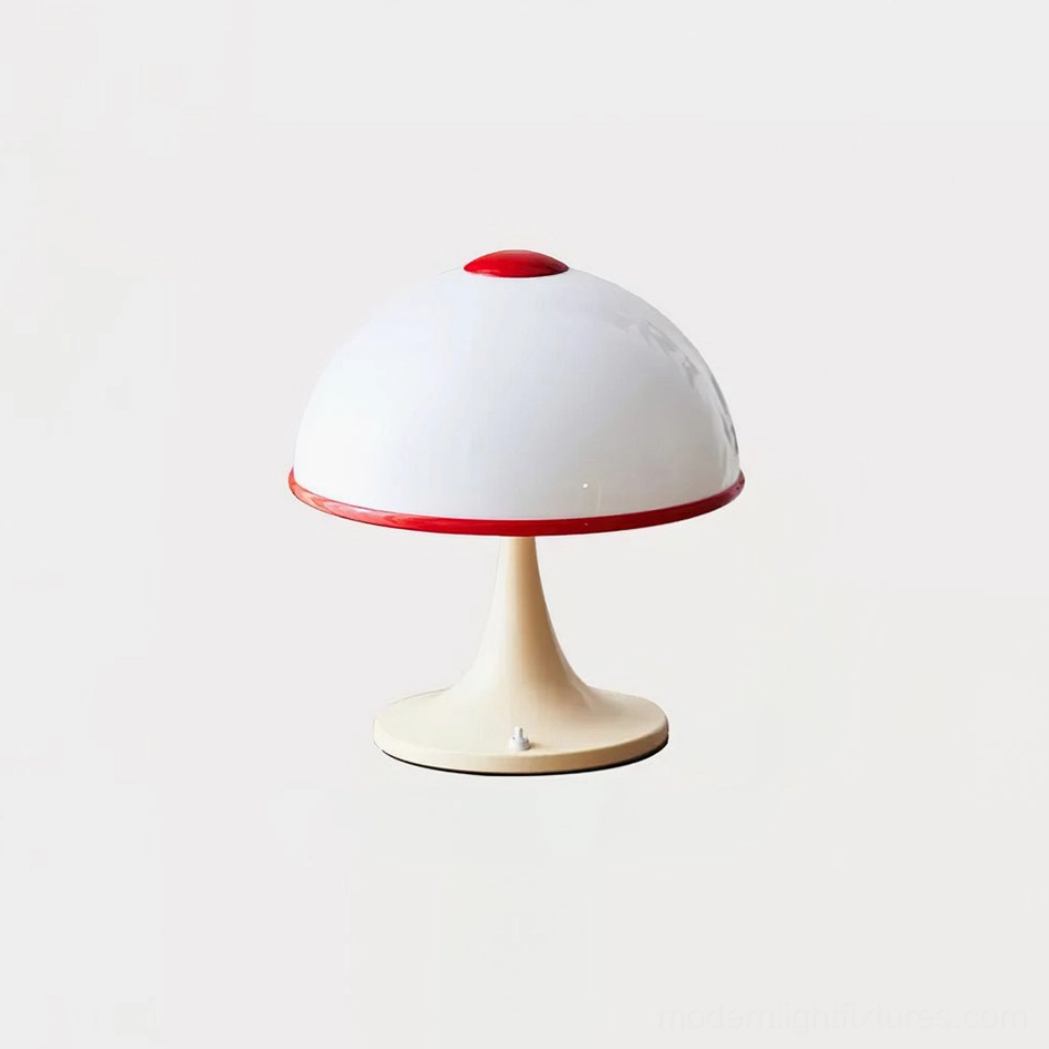 Julie mushroom table lamp red color variant front view bold retro accent lighting