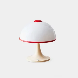 Julie mushroom table lamp front view minimalist retro design with color-block finish on white background