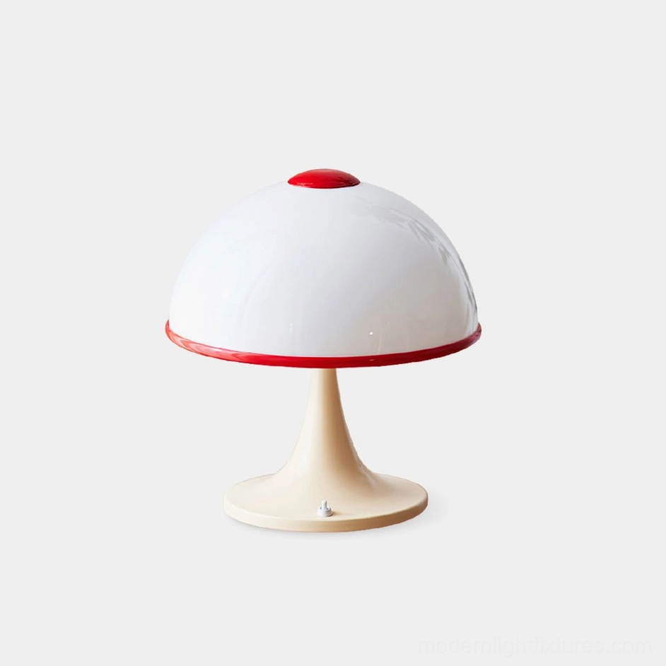 Julie mushroom table lamp front view minimalist retro design with color-block finish on white background