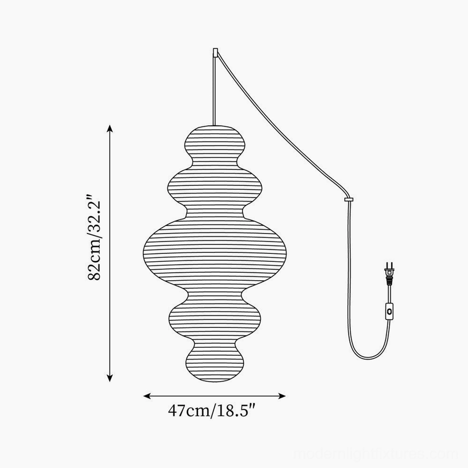 Juni pendant lamp technical dimension drawing - 47cm diameter 82cm height sizing reference