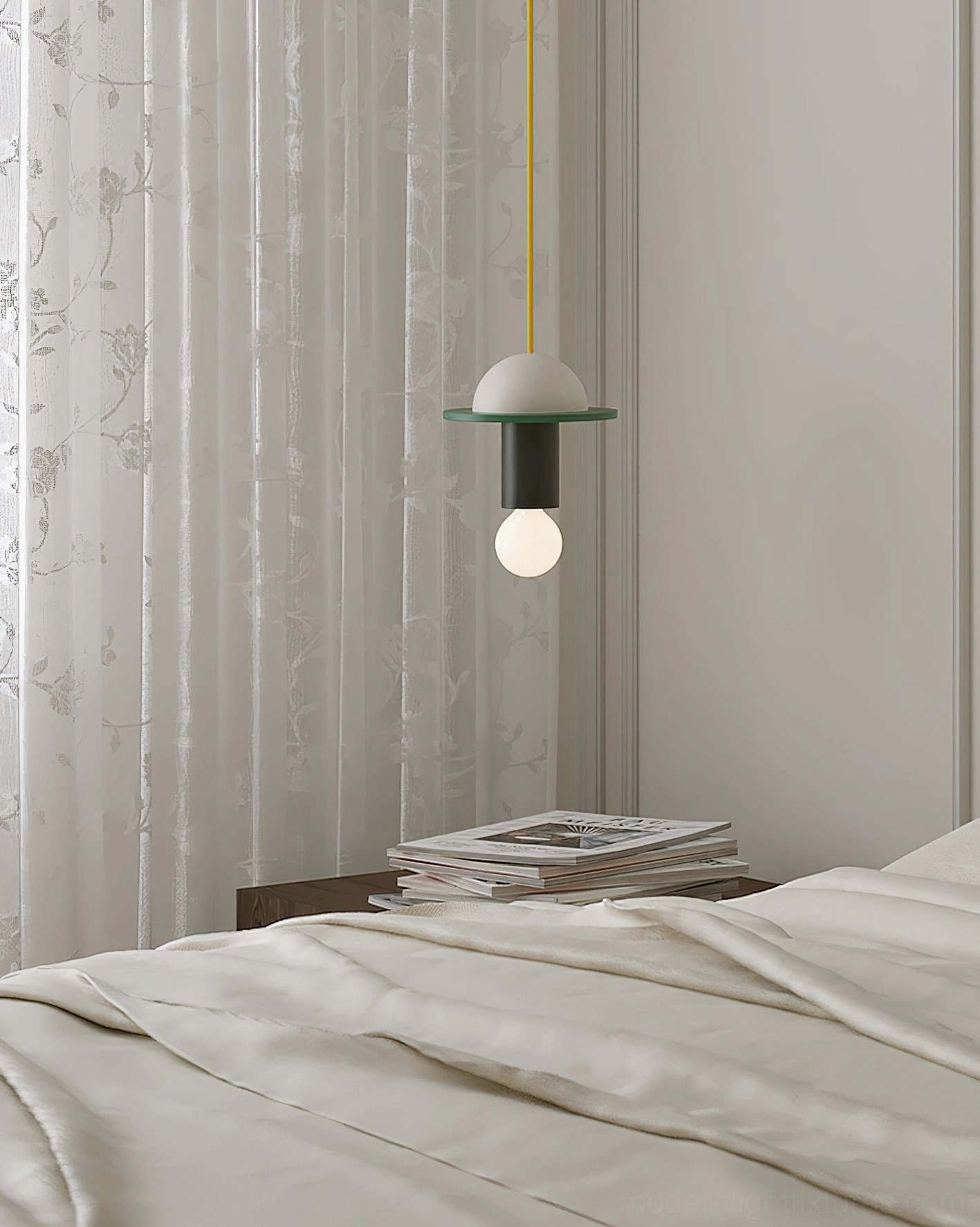 Junit pendant light multiple color options walnut white red pink yellow
