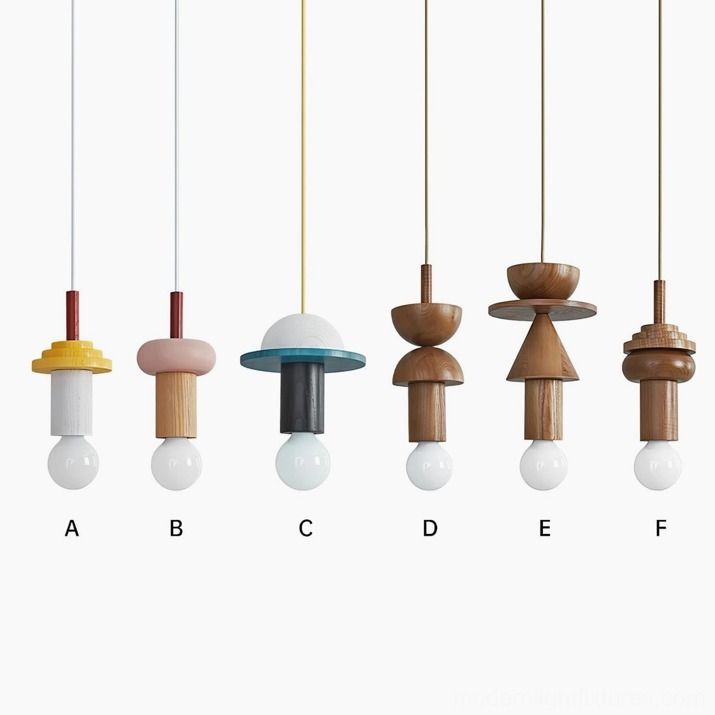 Junit pendant wood material natural grain finish metal accents