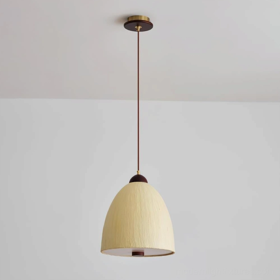 Jute Doria Model C statement pendant light, 30cm x 40cm height dramatic vertical shape rice paper