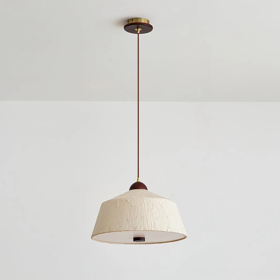 Jute Doria Model C pendant light, 30cm x 40cm height, architectural accent fixture vertical design