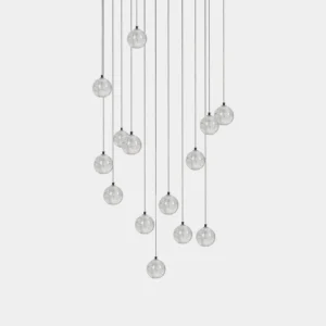 Modern K9 crystal pendant chandelier multi-head cluster light fixture with clear glass orbs and polished chrome frame