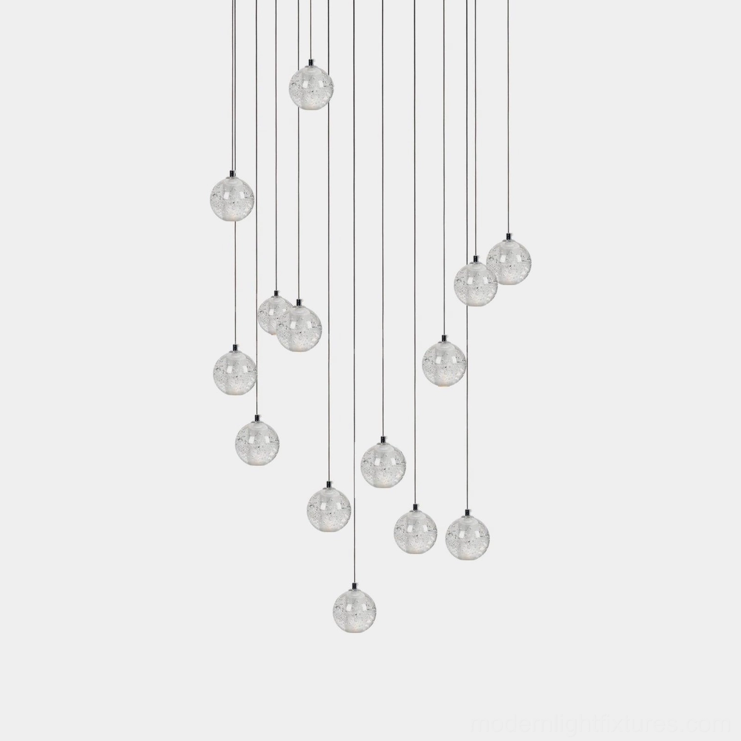 Modern K9 crystal pendant chandelier multi-head cluster light fixture with clear glass orbs and polished chrome frame