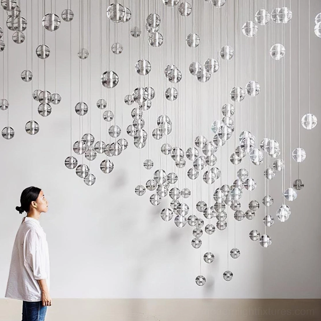 K9 crystal pendant light fixture showing geometric cluster arrangement and minimalist styling