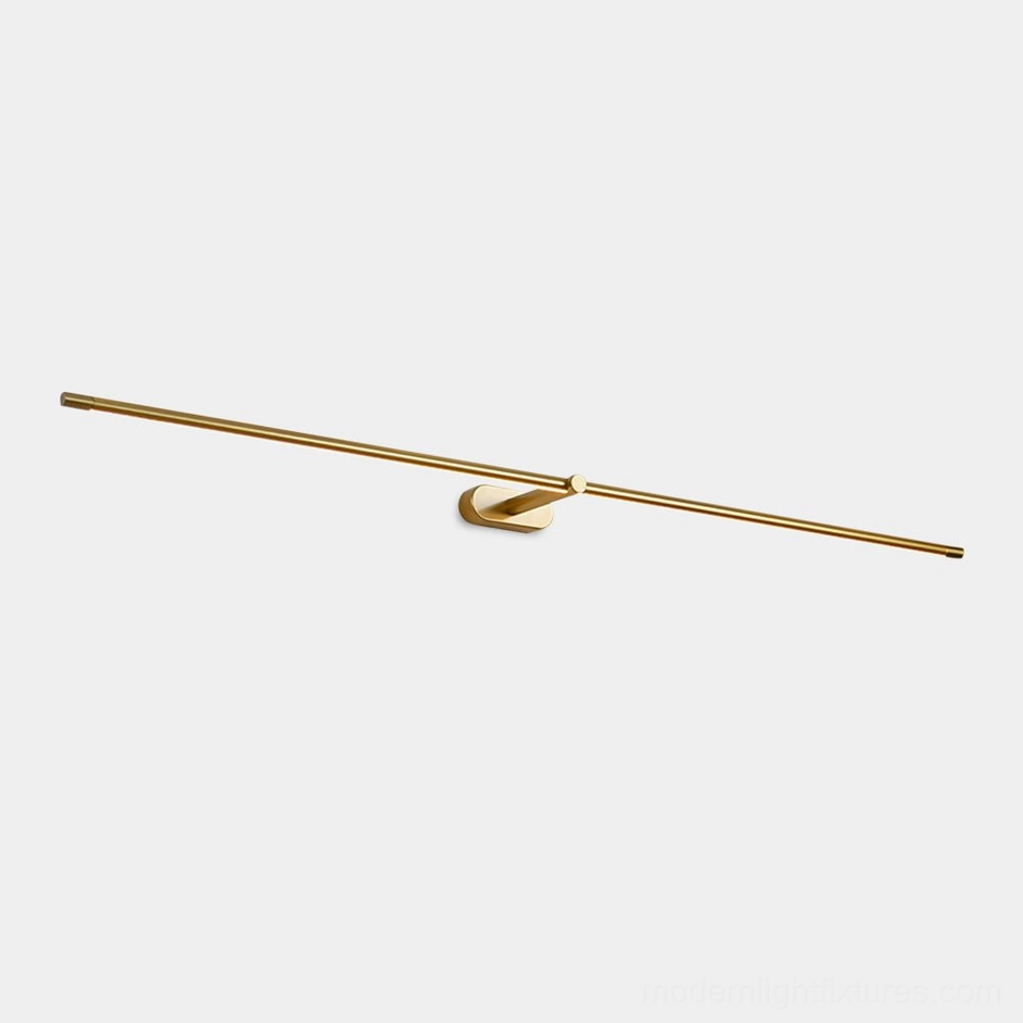 Kady Linear rechargeable LED wall sconce in gold finish, front view, showing slim low-profile design against white background