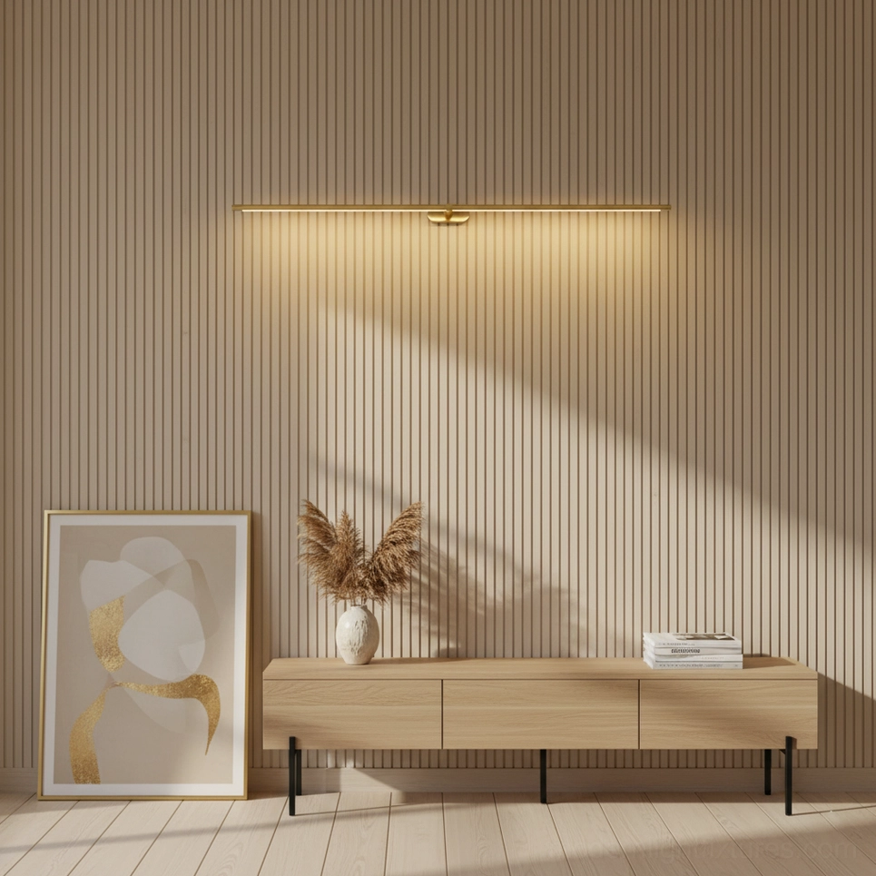 Kady Linear wireless wall lamp in contemporary living space demonstrating soft white ambient lighting and minimalist aesthetic