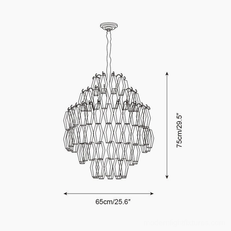 Kaelis tiered chandelier technical line drawing front orthographic view large size dimensions 65cm diameter 75cm height