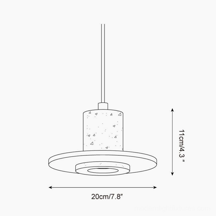 Kalea single head pendant technical specifications drawing diameter 20cm height 11cm