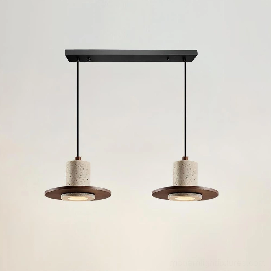 Kalea dual head pendant light three-quarter view showing symmetrical linear design