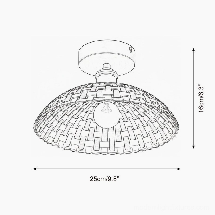 Kaleido ceiling light fixture technical schematic diagram with dimensions 25cm width, 16cm height, flush-mount design specifications